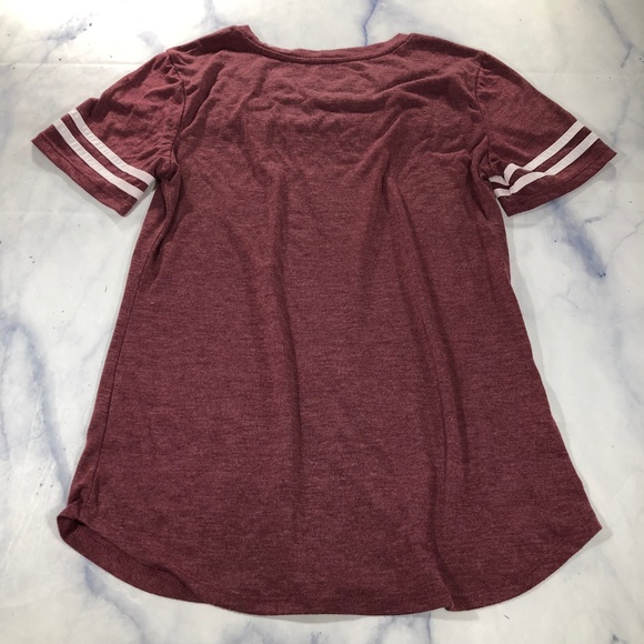 Disney Mickey Mouse Maroon Ringer Tee Shirt - Picture 3 of 8